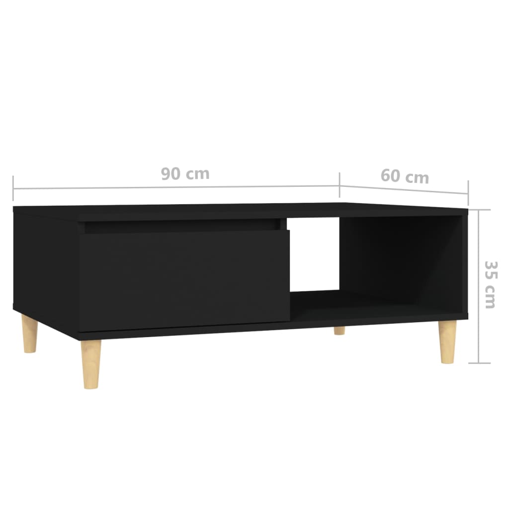 Table basse noir 90x60x35 cm bois d'ingénierie - XIOS