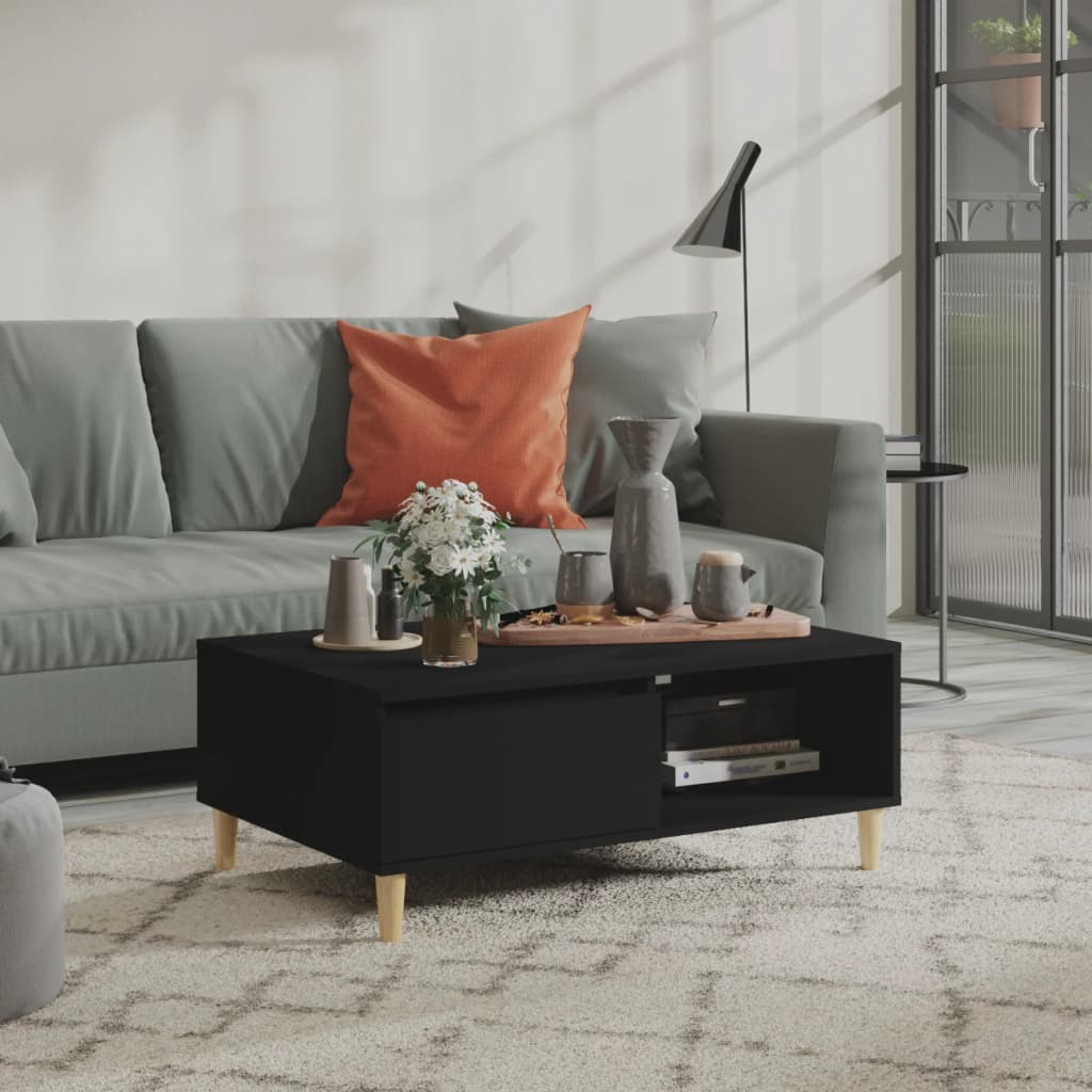 Table basse noir 90x60x35 cm bois d'ingénierie - XIOS