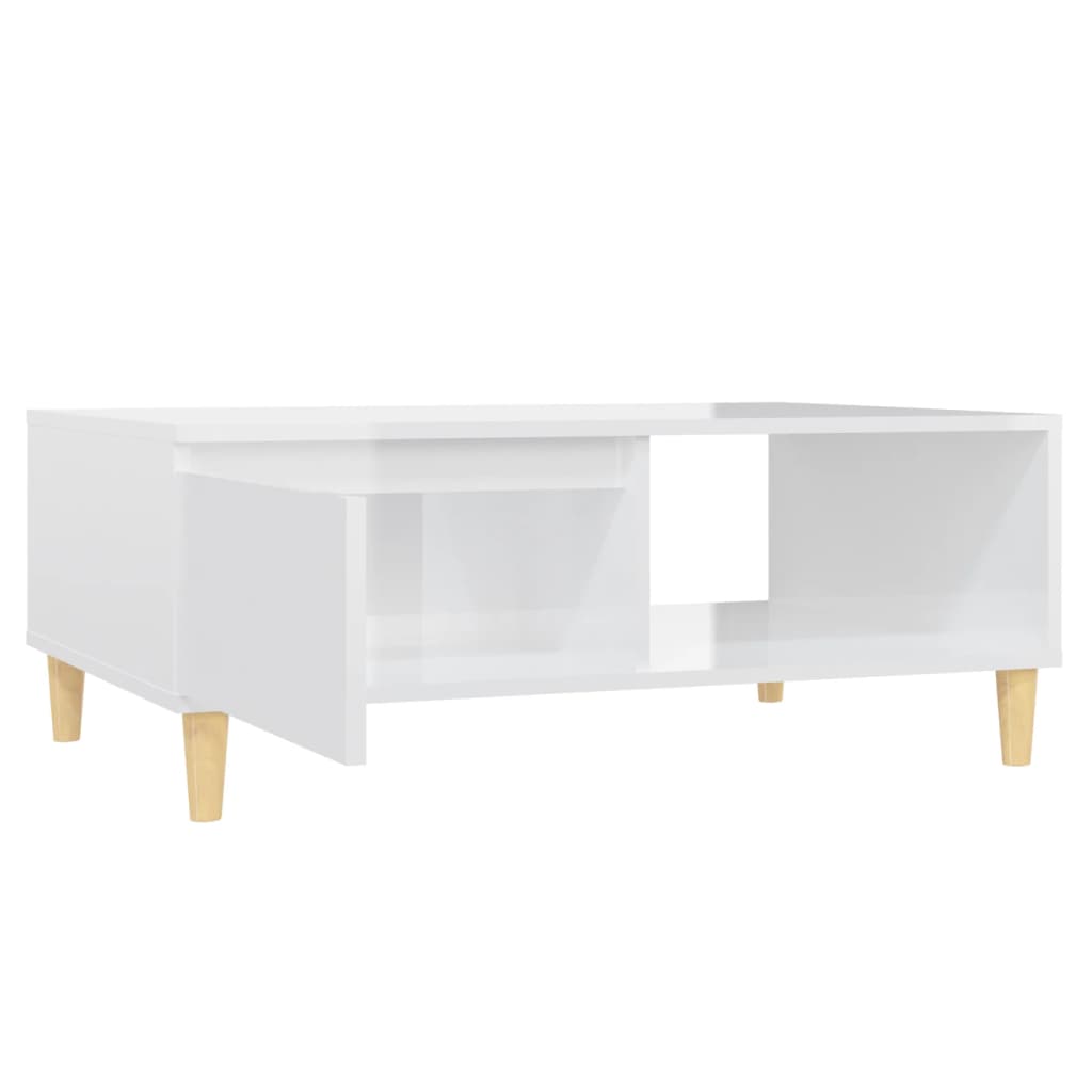 Table basse blanc brillant 90x60x35 cm bois d'ingénierie - XIOS