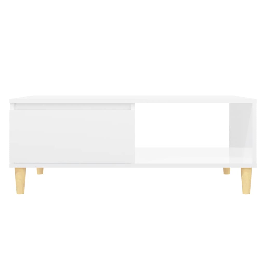 Table basse blanc brillant 90x60x35 cm bois d'ingénierie - XIOS