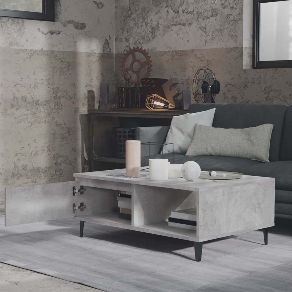 Table basse gris béton 90x60x35 cm bois d'ingénierie - XIOS
