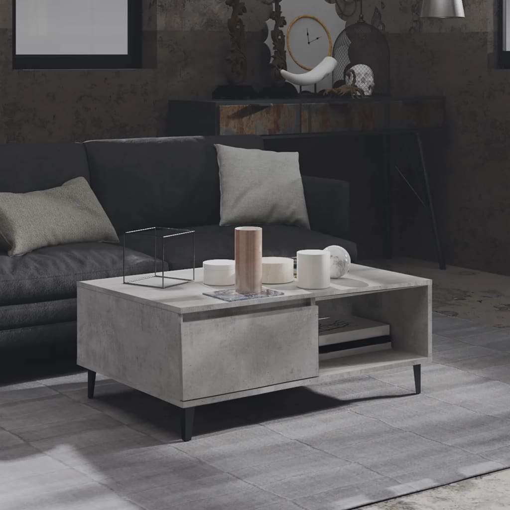 Table basse gris béton 90x60x35 cm bois d'ingénierie - XIOS
