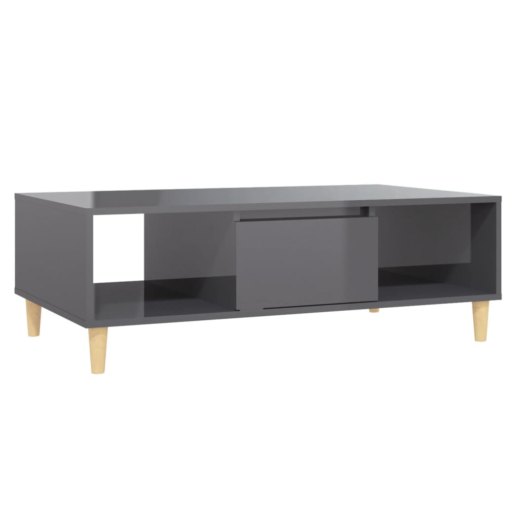 Table basse gris brillant 103,5x60x35 cm bois d'ingénierie - XIOS