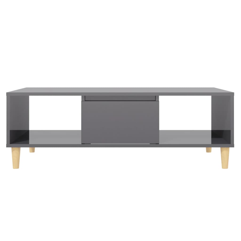 Table basse gris brillant 103,5x60x35 cm bois d'ingénierie - XIOS
