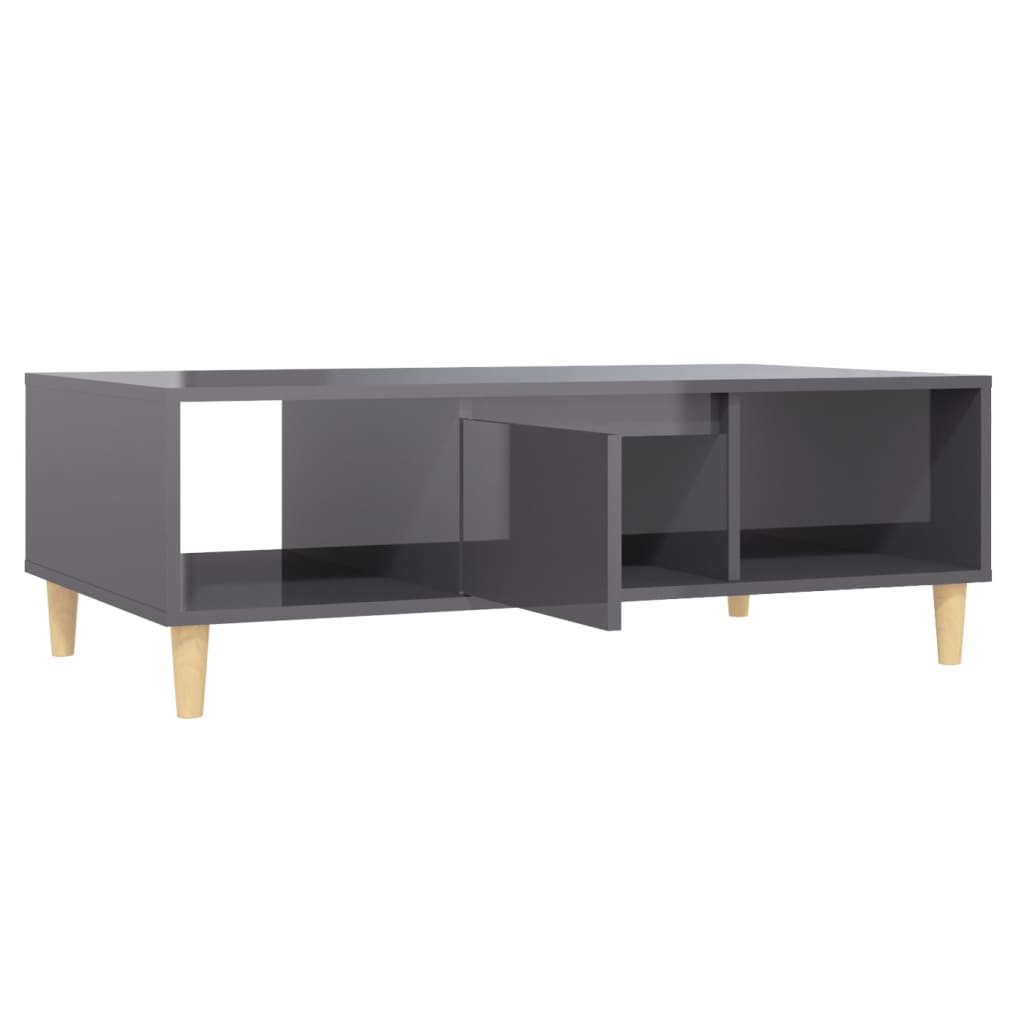 Table basse gris brillant 103,5x60x35 cm bois d'ingénierie - XIOS