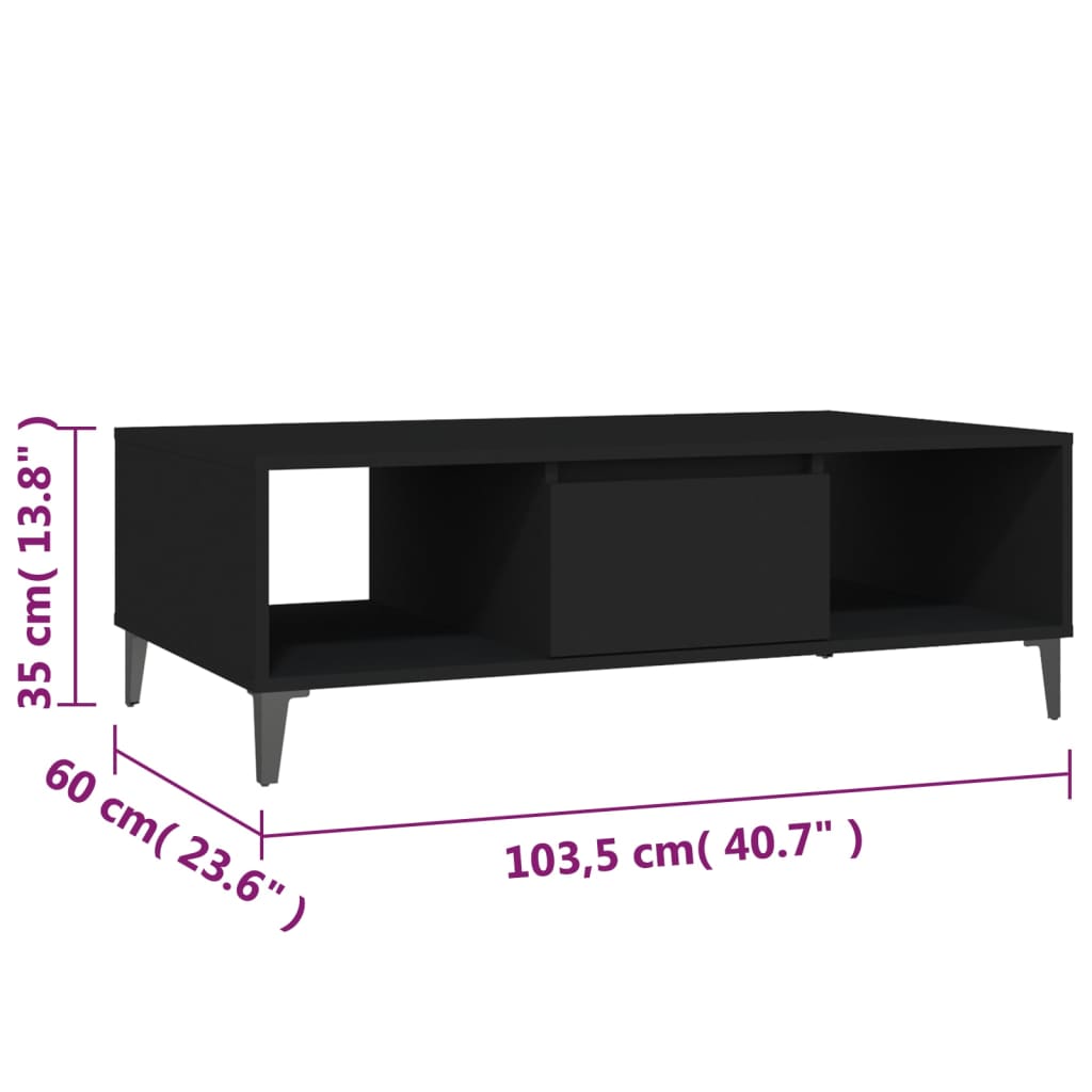 Table basse noir 103,5x60x35 cm bois d'ingénierie - XIOS