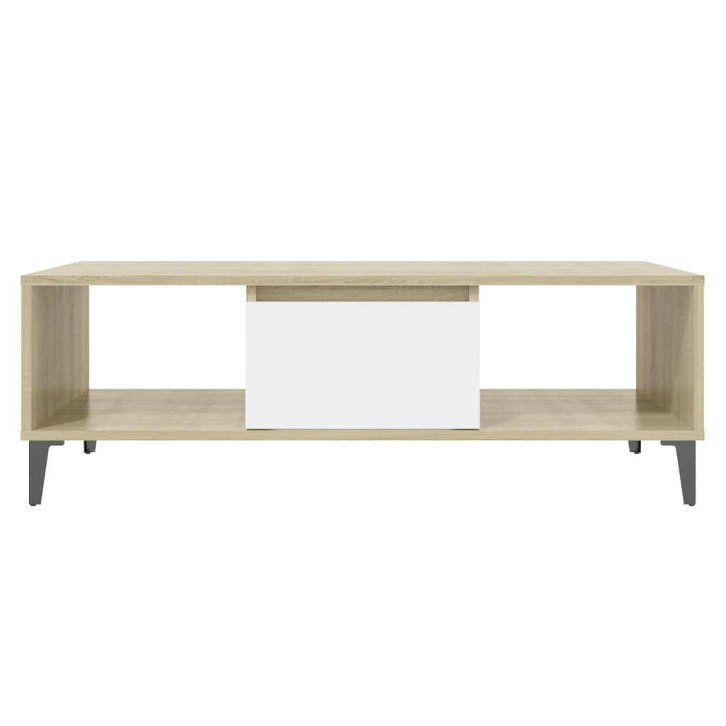 Table basse blanc chêne sonoma 103,5x60x35 cm bois d'ingénierie - XIOS