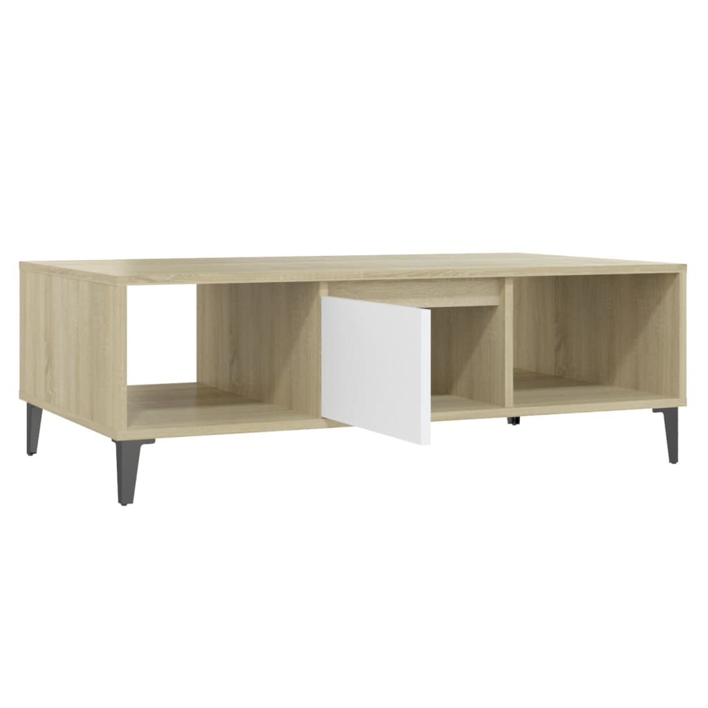 Table basse blanc chêne sonoma 103,5x60x35 cm bois d'ingénierie - XIOS
