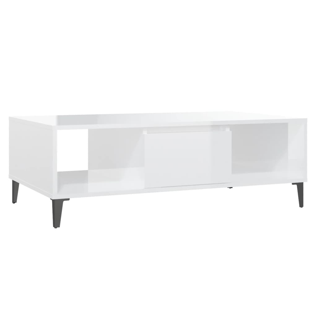 Table basse blanc brillant 103,5x60x35 cm bois d'ingénierie - XIOS