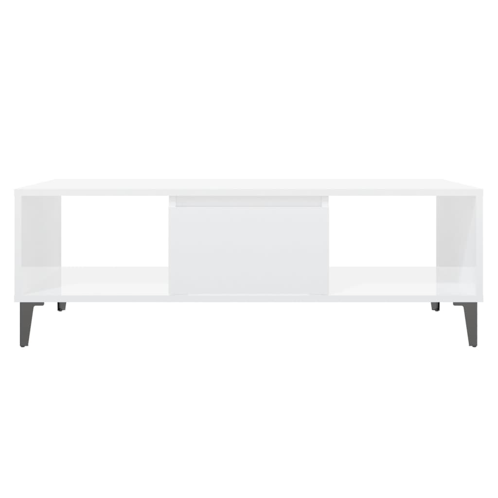 Table basse blanc brillant 103,5x60x35 cm bois d'ingénierie - XIOS