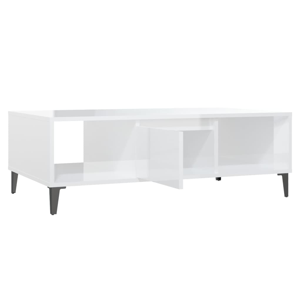 Table basse blanc brillant 103,5x60x35 cm bois d'ingénierie - XIOS