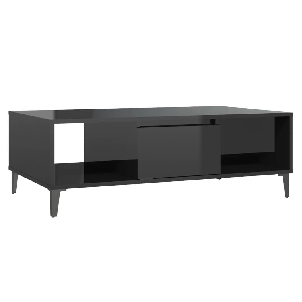 Table basse noir brillant 103,5x60x35 cm bois d'ingénierie - XIOS