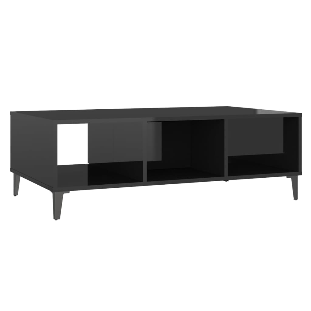 Table basse noir brillant 103,5x60x35 cm bois d'ingénierie - XIOS