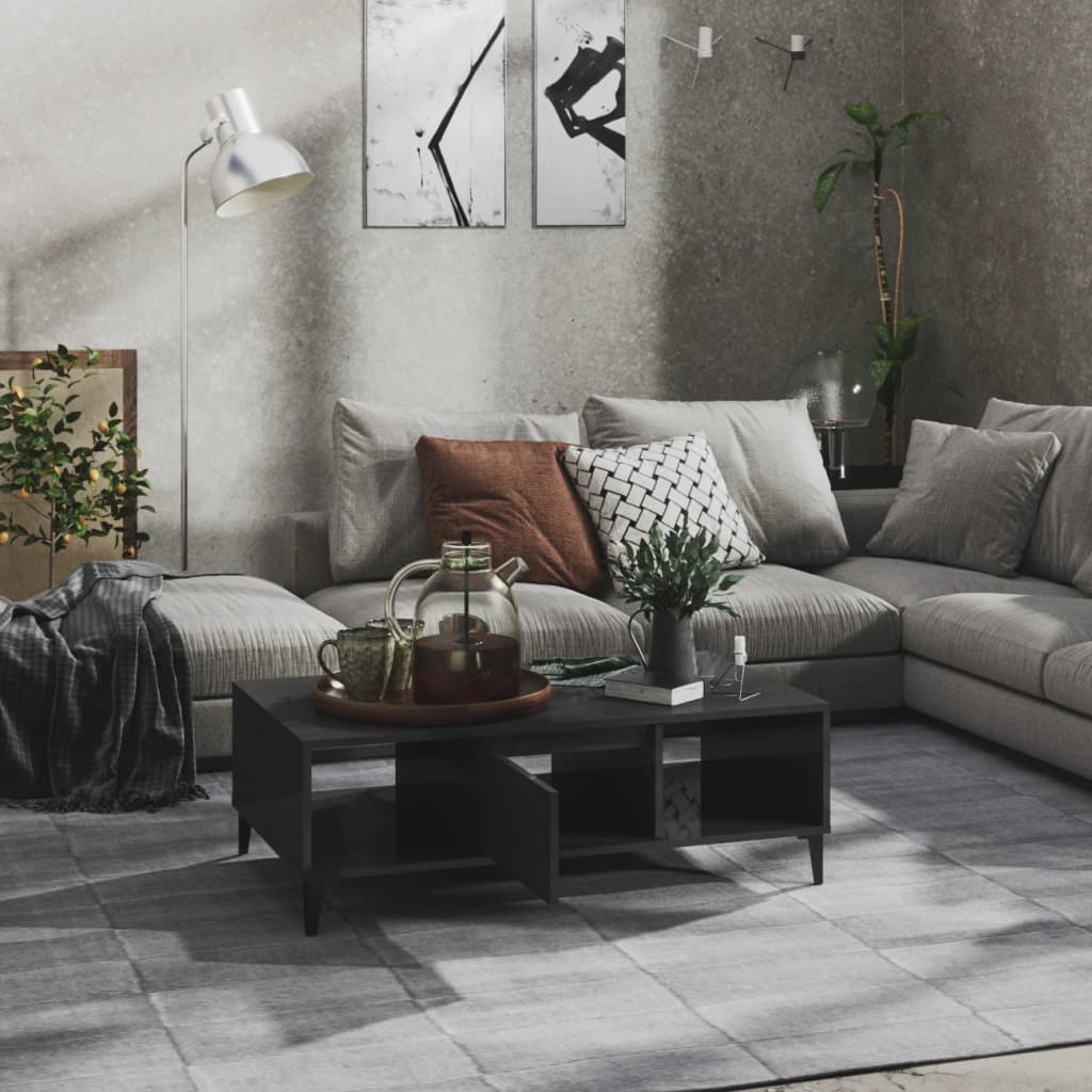 Table basse gris brillant 103,5x60x35 cm bois d'ingénierie - XIOS