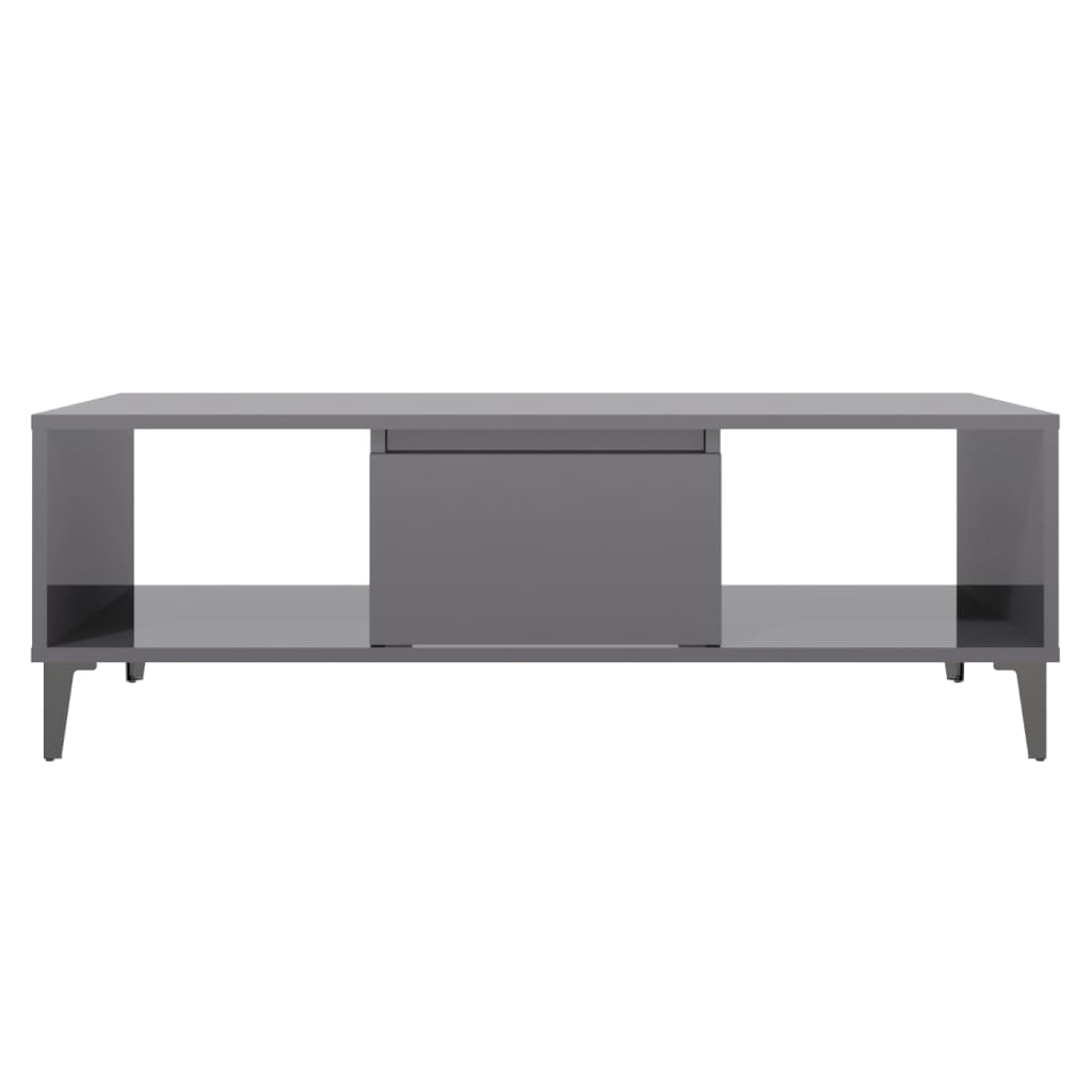 Table basse gris brillant 103,5x60x35 cm bois d'ingénierie - XIOS