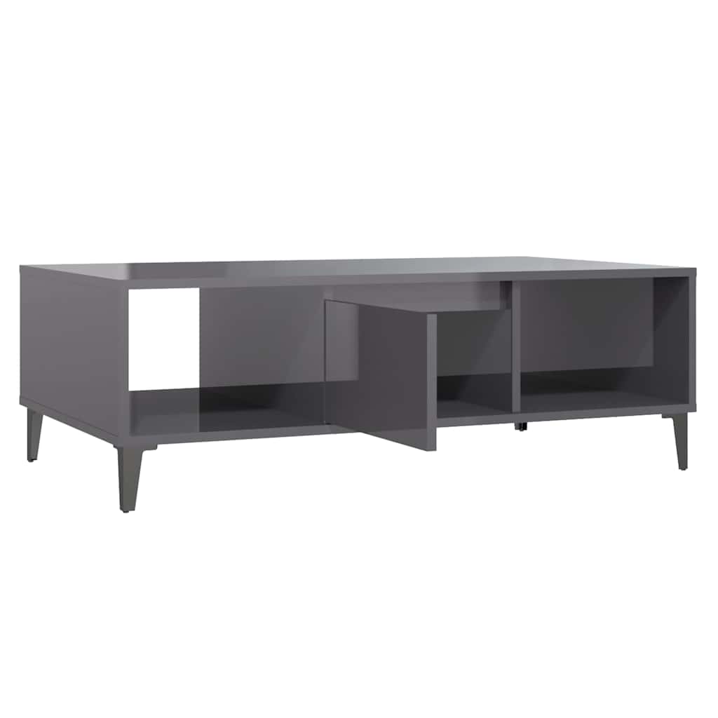 Table basse gris brillant 103,5x60x35 cm bois d'ingénierie - XIOS