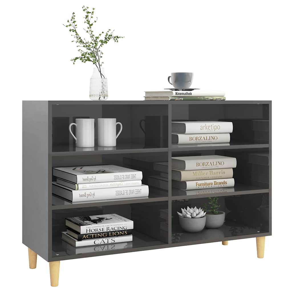 Buffet Gris brillant 103,5x35x70 cm bois d'ingénierie - XIOS