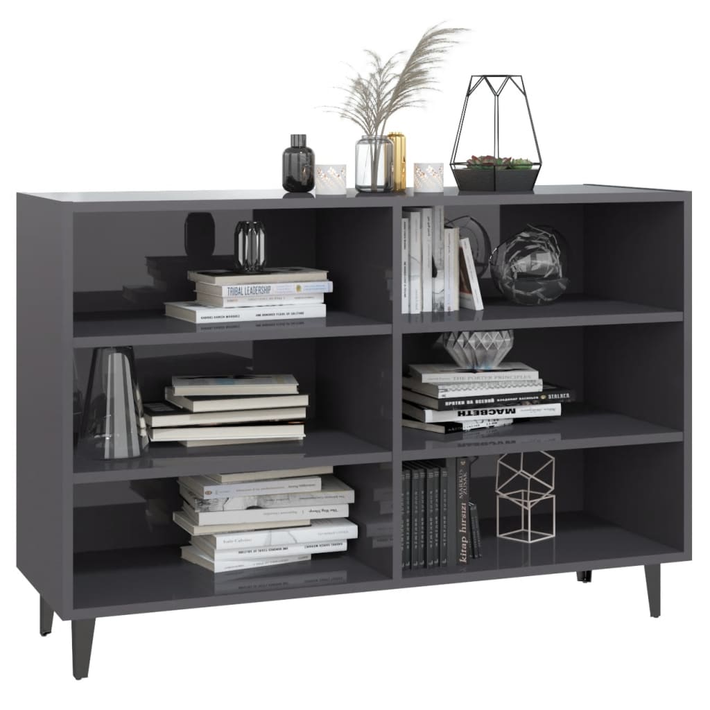 Buffet gris brillant 103,5x35x70 cm bois d'ingénierie - XIOS