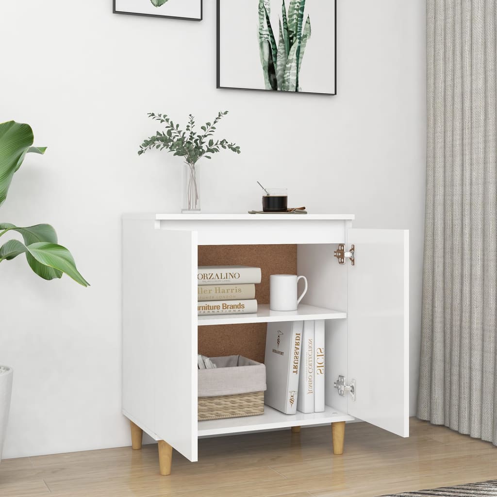 Buffet avec pieds en bois massif blanc bois d'ingénierie - XIOS
