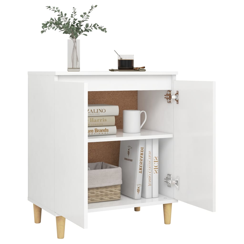 Buffet avec pieds en bois massif blanc bois d'ingénierie - XIOS