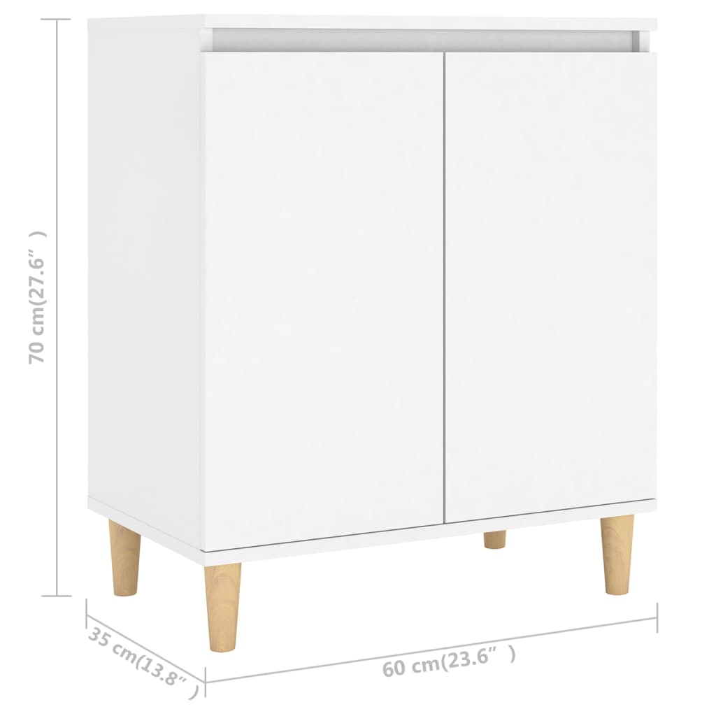 Buffet avec pieds en bois massif blanc bois d'ingénierie - XIOS