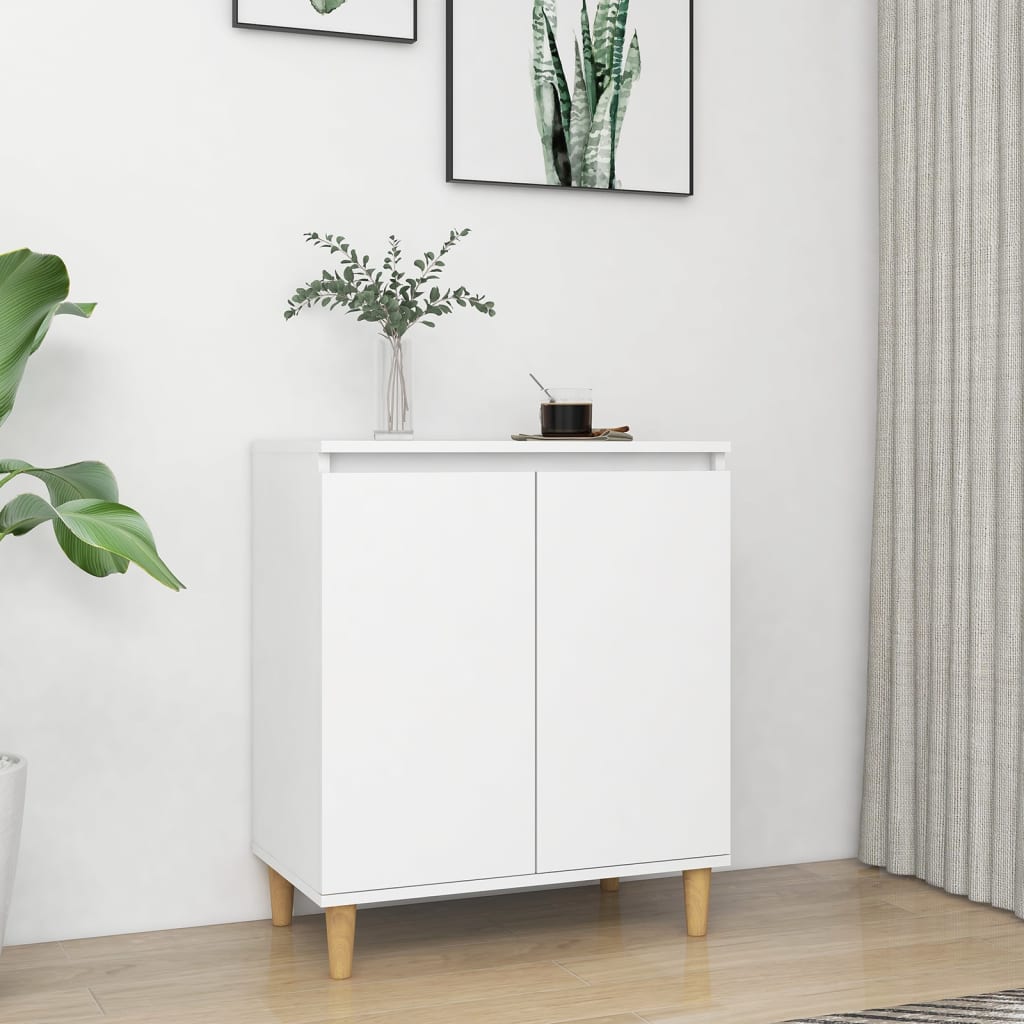Buffet avec pieds en bois massif blanc bois d'ingénierie - XIOS