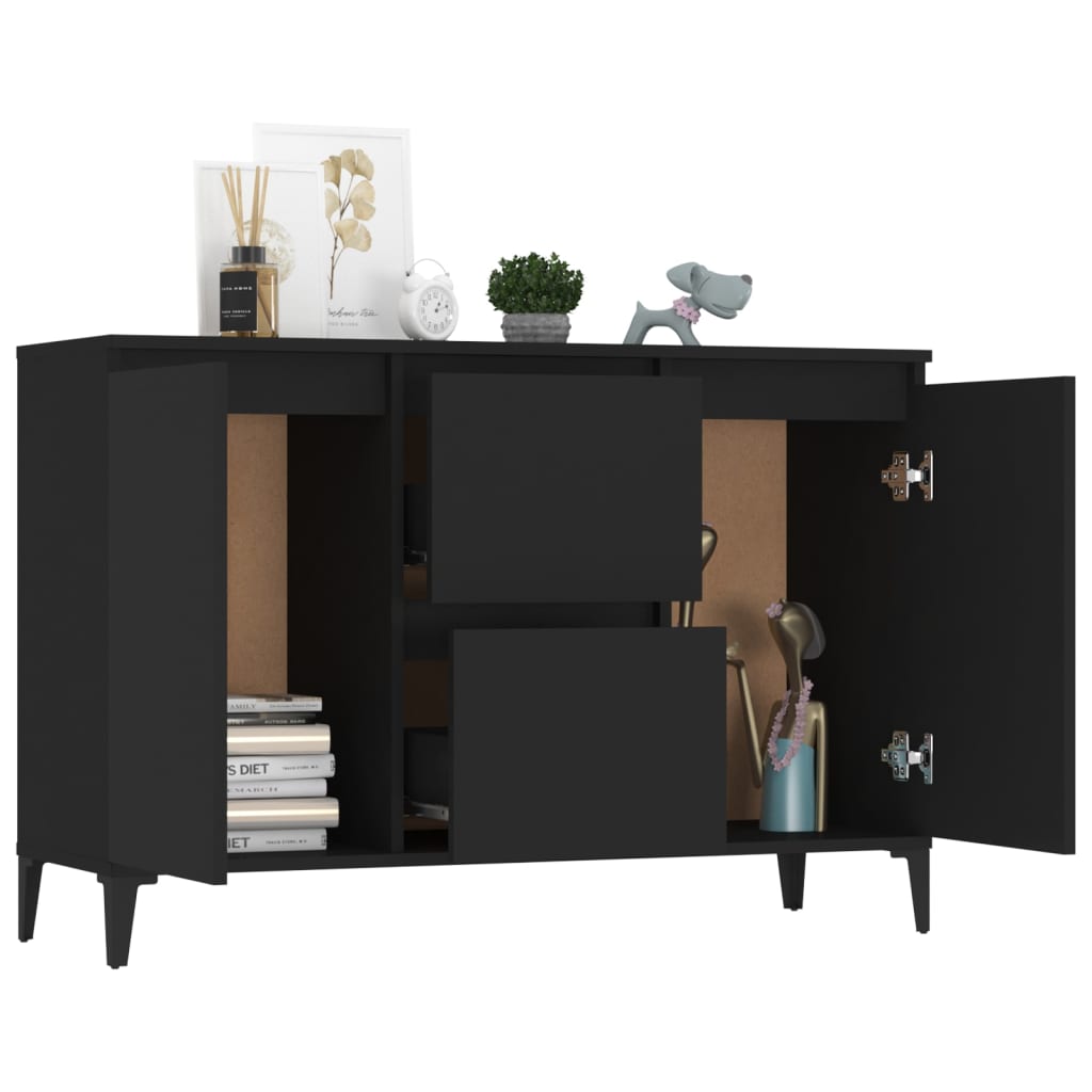 Buffet noir 102x35x70 cm bois d’ingénierie - XIOS