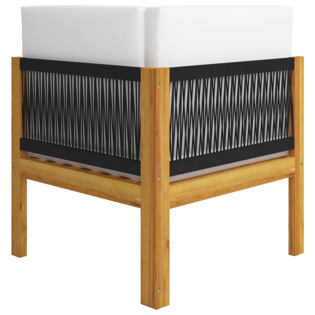 Banc de jardin 2 places avec coussins en bois d'acacia et corde