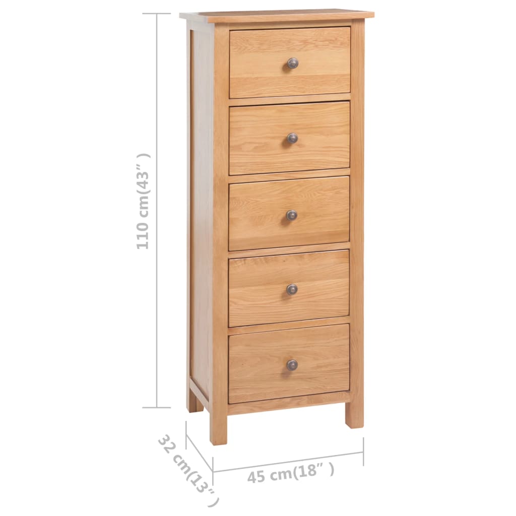 Commode haute 45x32x110 cm Bois de chêne massif - XIOS