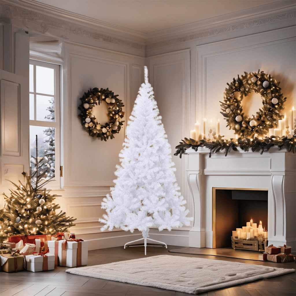 Sapin de Noël artificiel moitié avec support blanc 180 cm PVC - XIOS