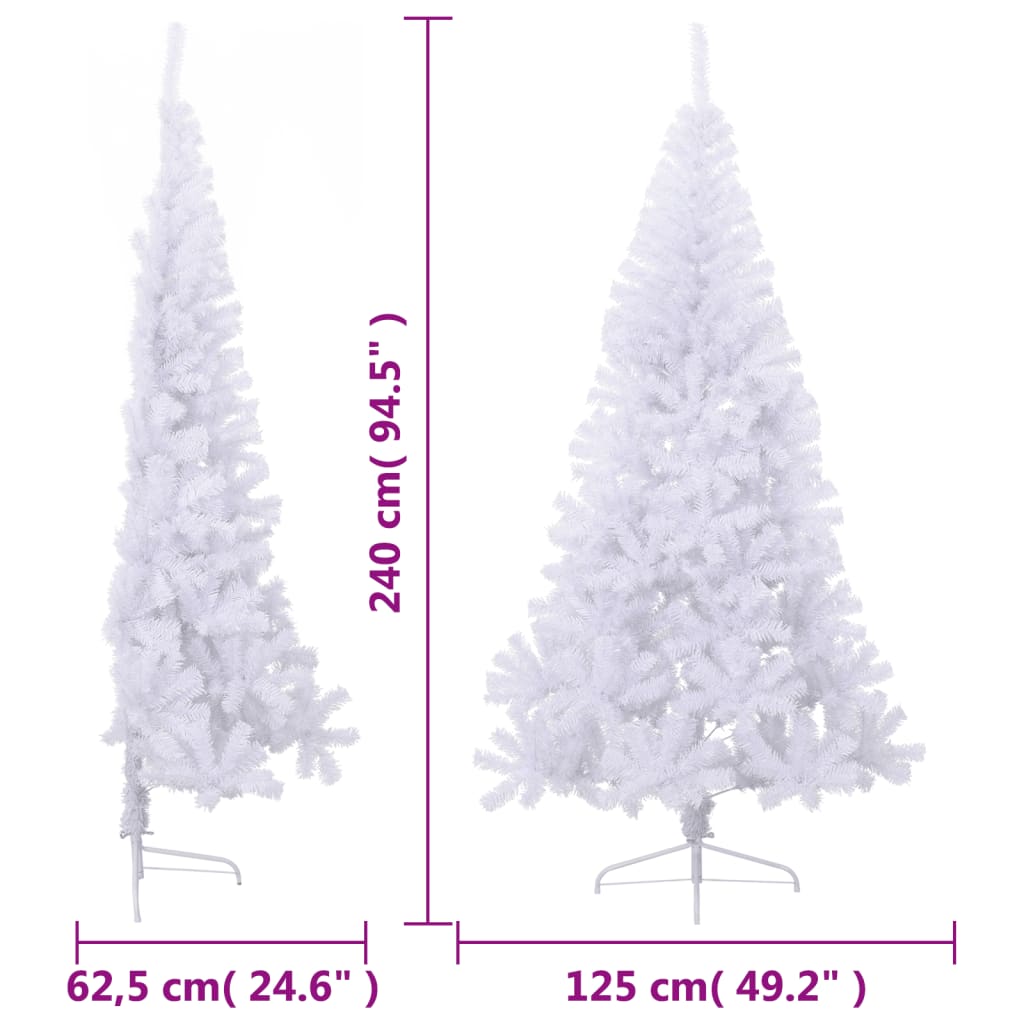 Sapin de Noël artificiel moitié avec support blanc 240 cm PVC - XIOS