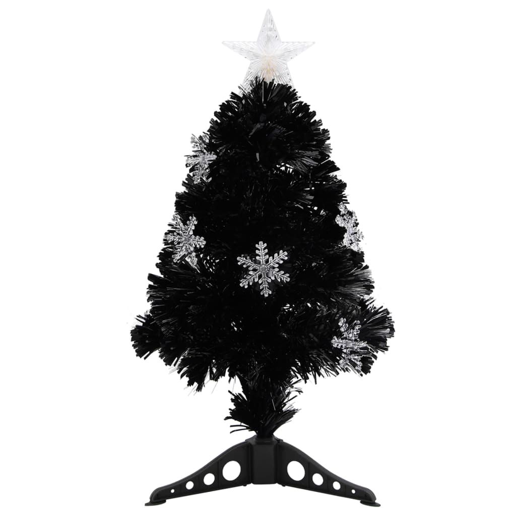 Sapin de Noël et flocons de neige LED Noir 64 cm Fibre optique - XIOS