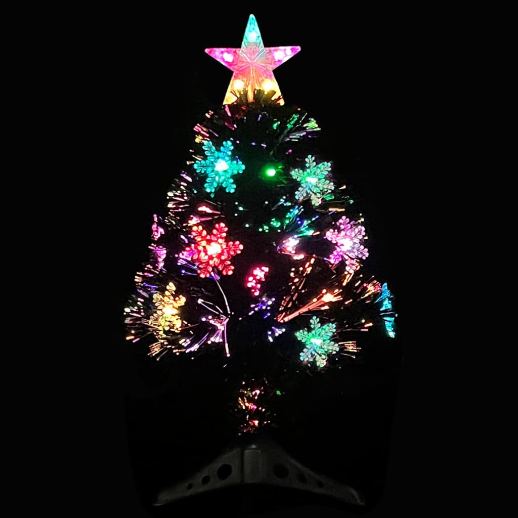 Sapin de Noël et flocons de neige LED Noir 64 cm Fibre optique - XIOS