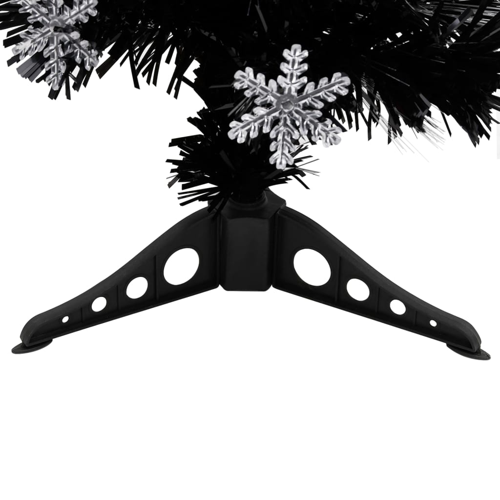 Sapin de Noël et flocons de neige LED Noir 64 cm Fibre optique - XIOS