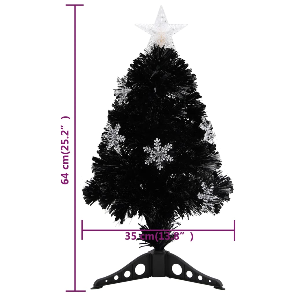 Sapin de Noël et flocons de neige LED Noir 64 cm Fibre optique - XIOS