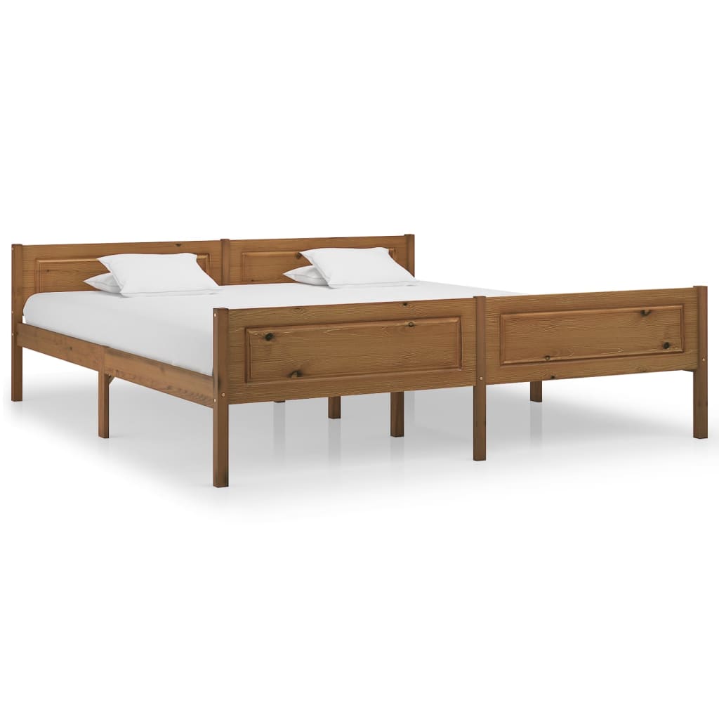 Cadre de lit sans matelas pin massif marron miel 180x200 cm - XIOS
