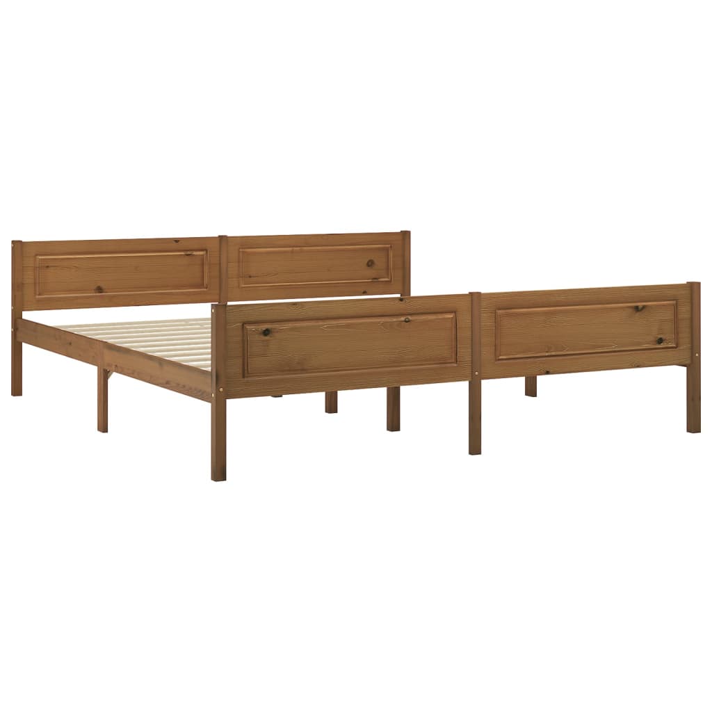 Cadre de lit sans matelas pin massif marron miel 180x200 cm - XIOS