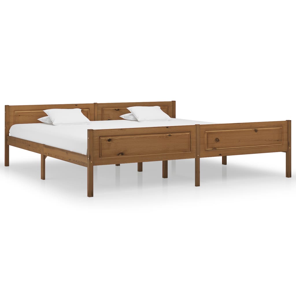 Cadre de lit sans matelas pin massif marron miel 200x200 cm - XIOS
