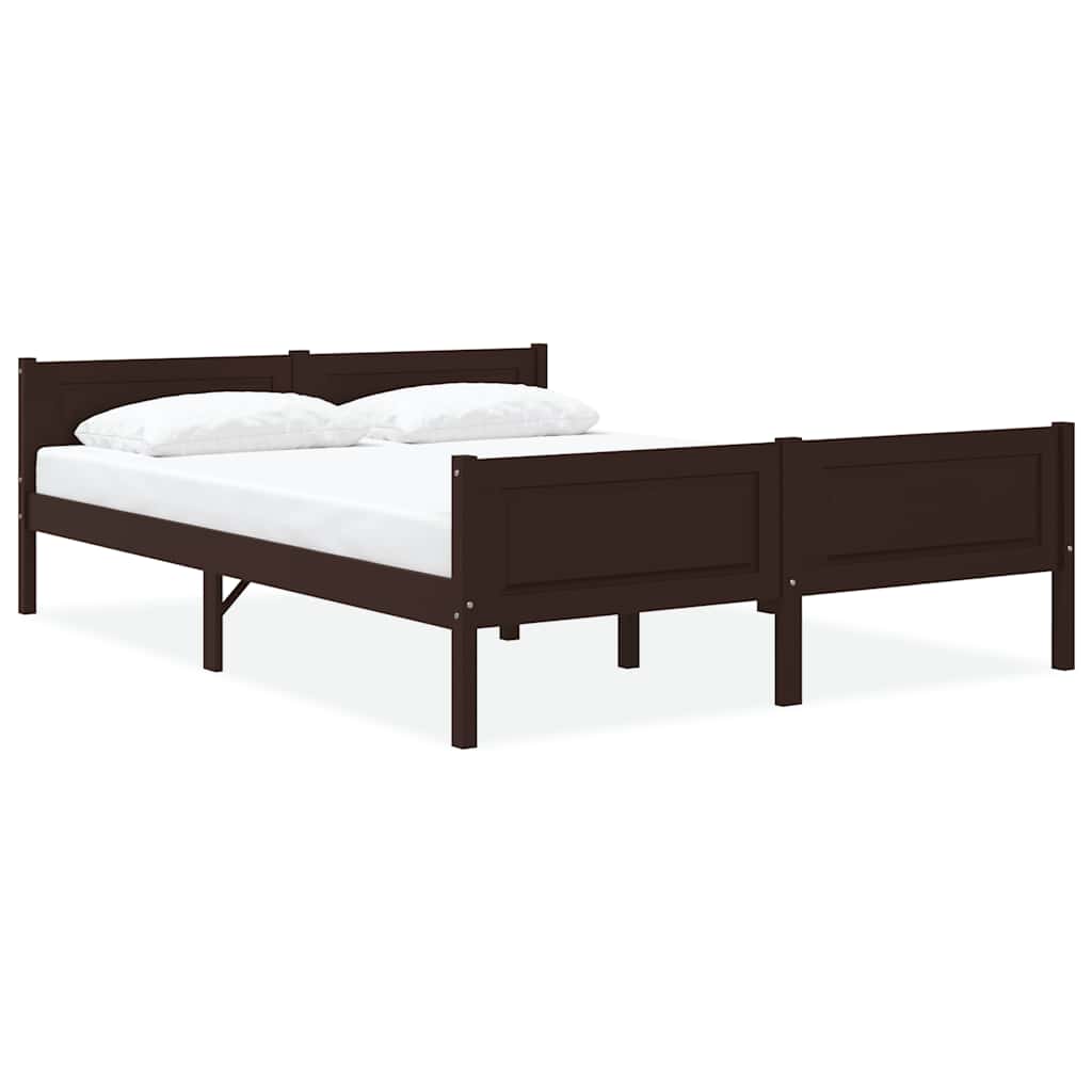 Cadre de lit sans matelas pin massif marron foncé 120x200 cm - XIOS