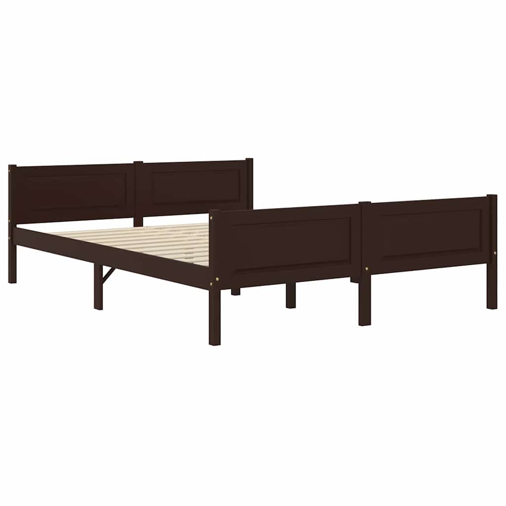 Cadre de lit sans matelas pin massif marron foncé 120x200 cm - XIOS