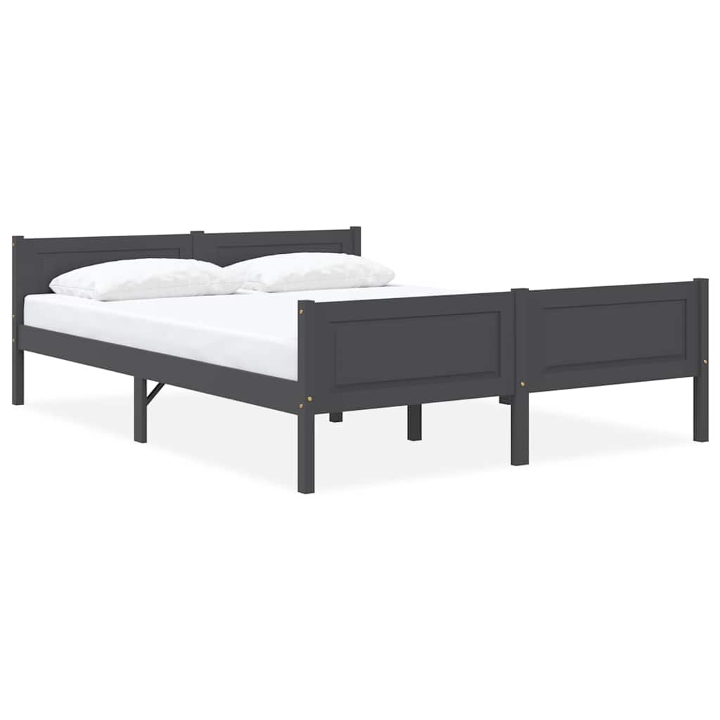 Cadre de lit sans matelas bois massif de pin gris 140x200 cm - XIOS