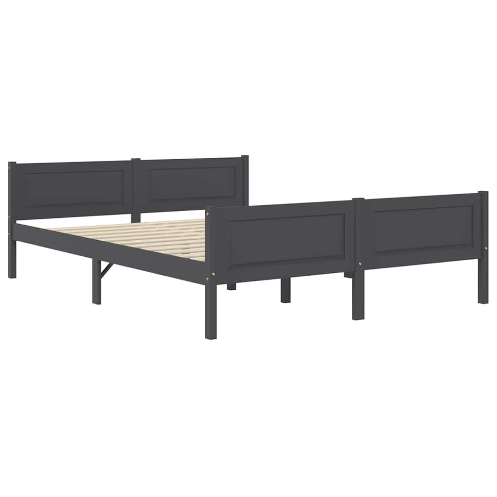 Cadre de lit sans matelas bois massif de pin gris 160x200 cm - XIOS