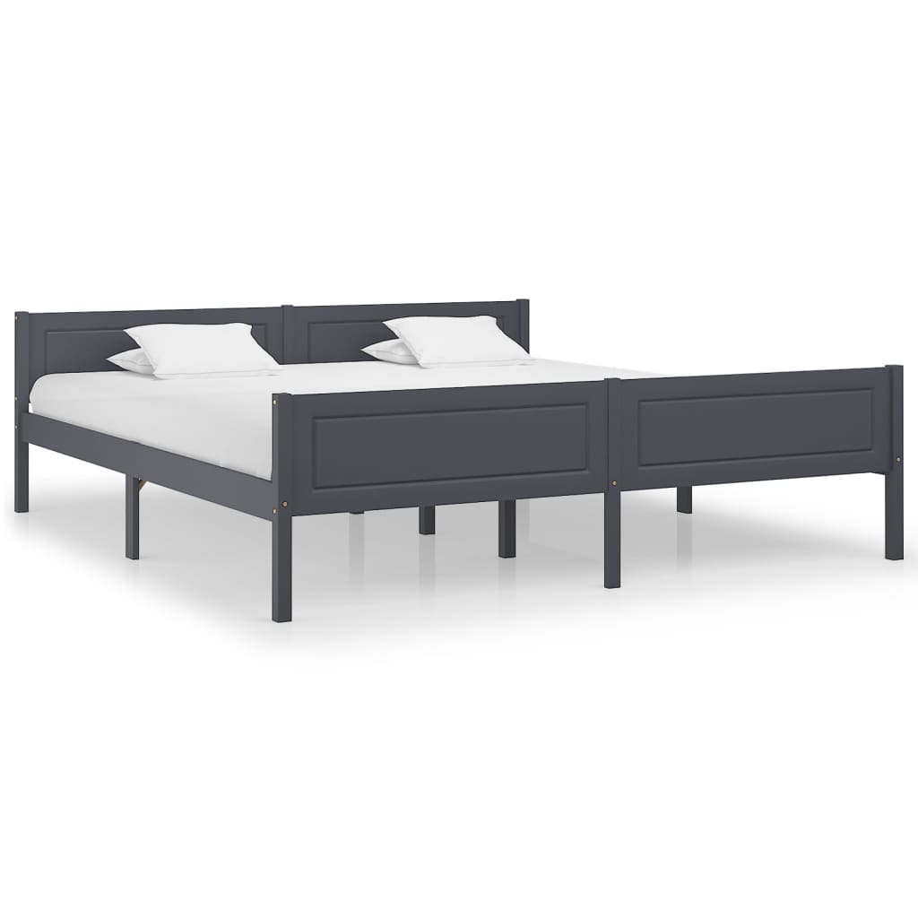 Cadre de lit sans matelas bois massif de pin gris 180x200 cm - XIOS