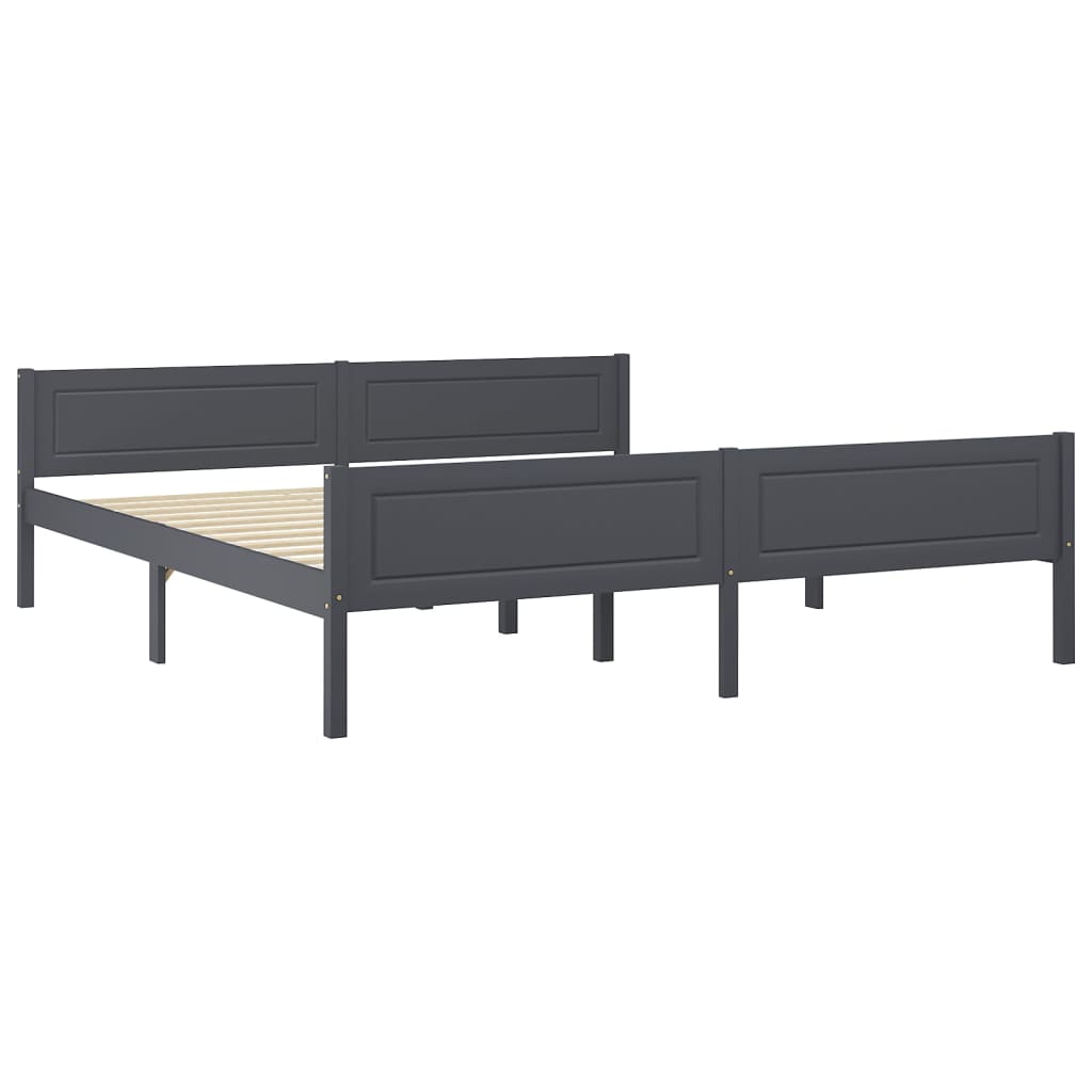 Cadre de lit sans matelas bois massif de pin gris 180x200 cm - XIOS