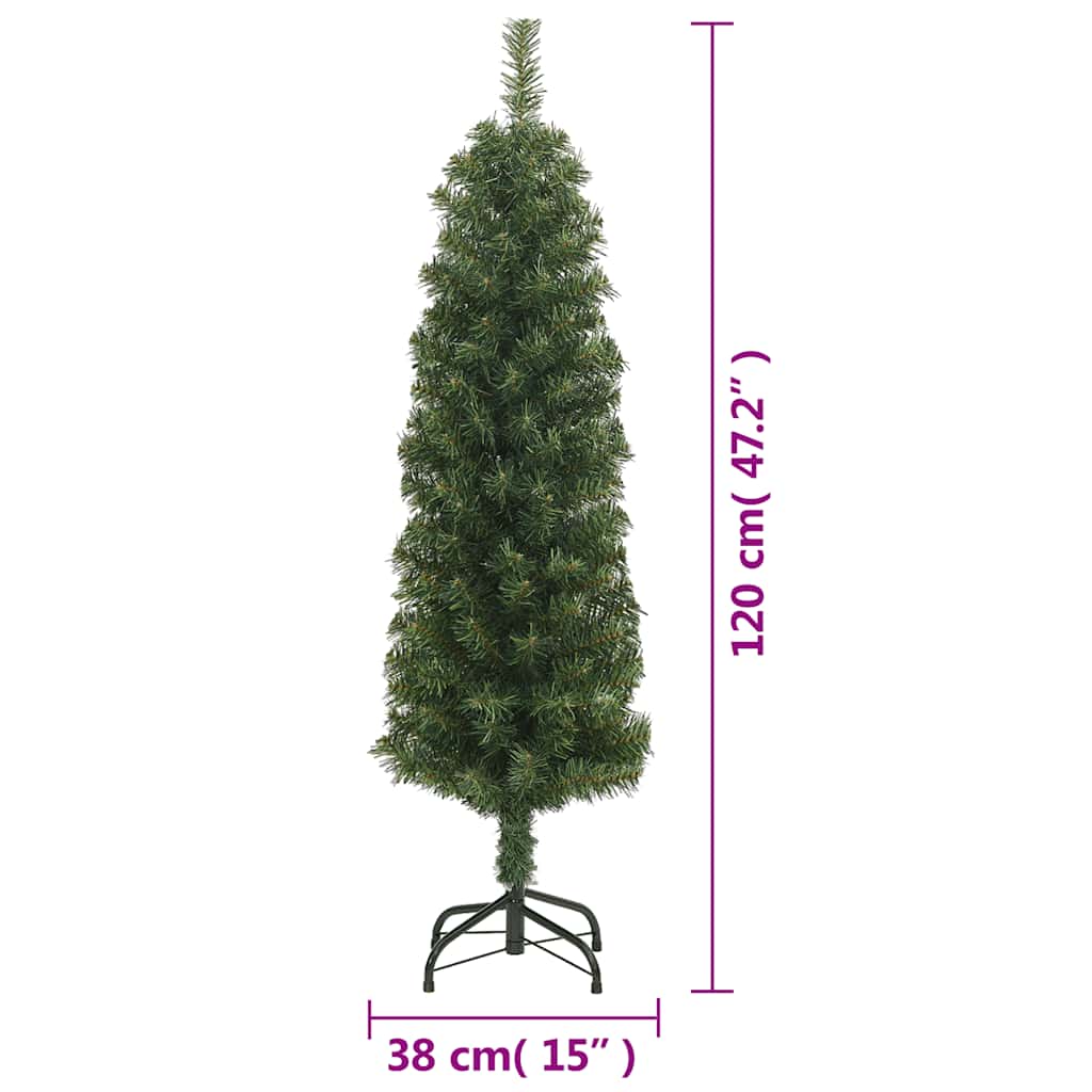 Sapin de Noël artificiel mince avec support vert 120 cm PVC - XIOS