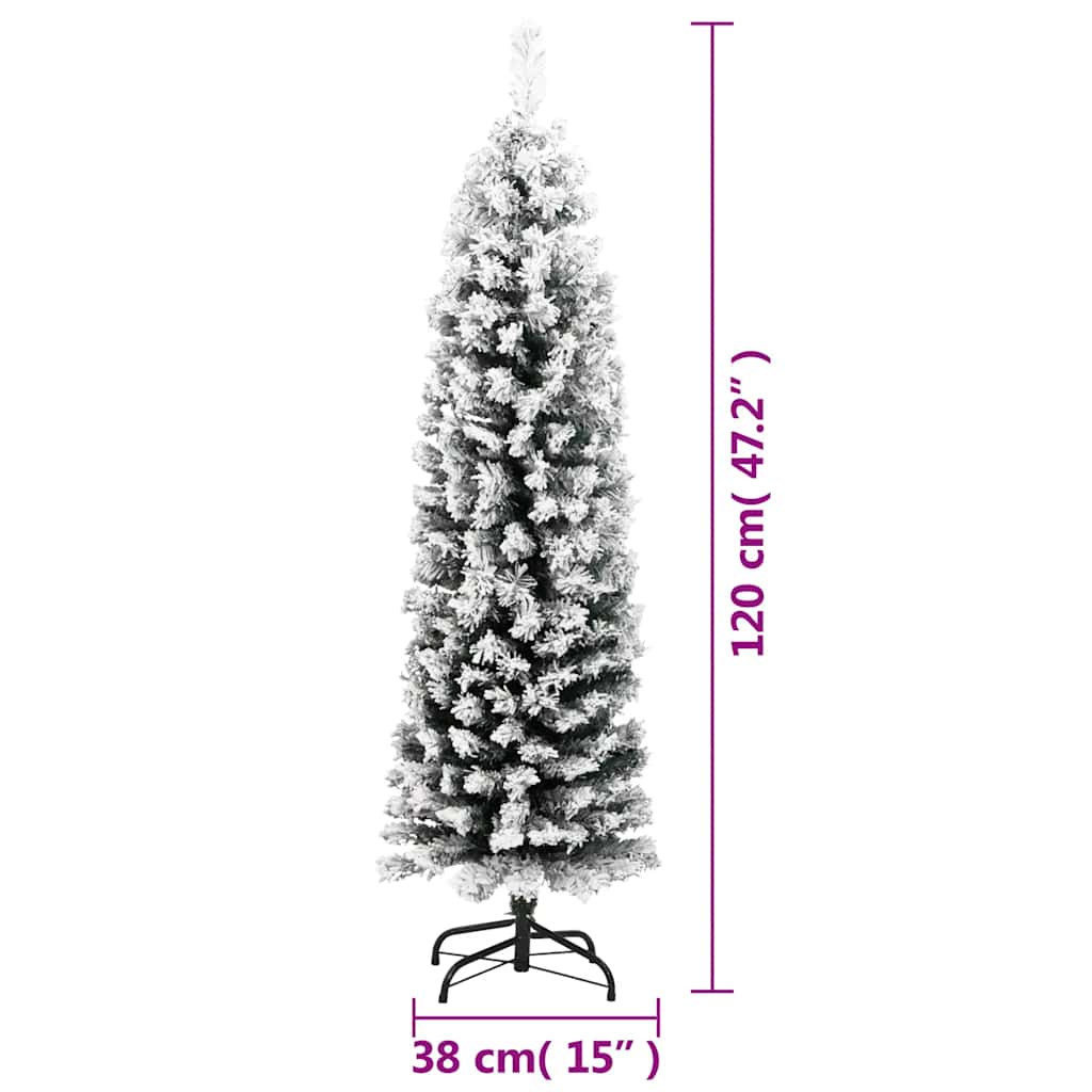Sapin de Noël artificiel mince flocon de neige vert 120 cm PVC - XIOS
