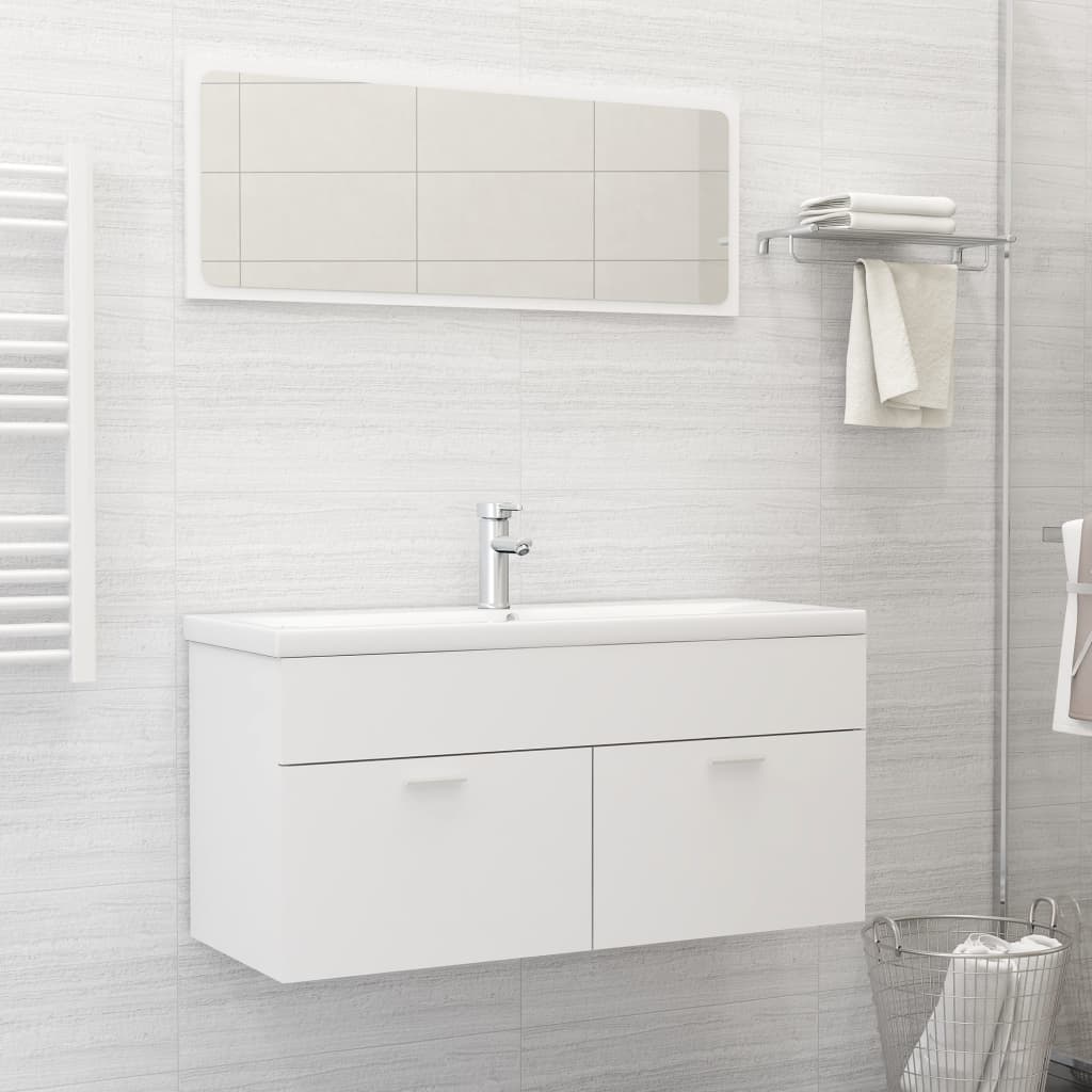 Armoire d'évier avec lavabo intégré Blanc Aggloméré