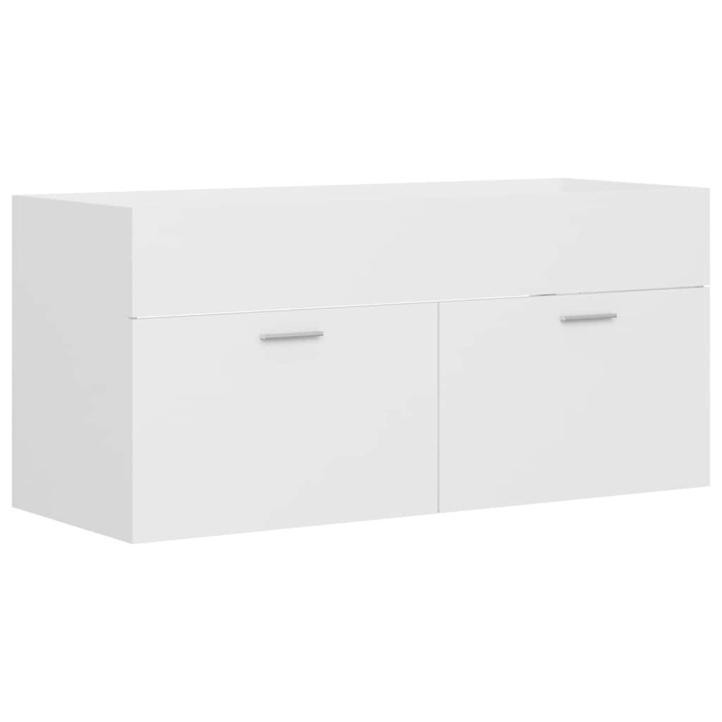 Armoire d'évier avec lavabo intégré Blanc Aggloméré