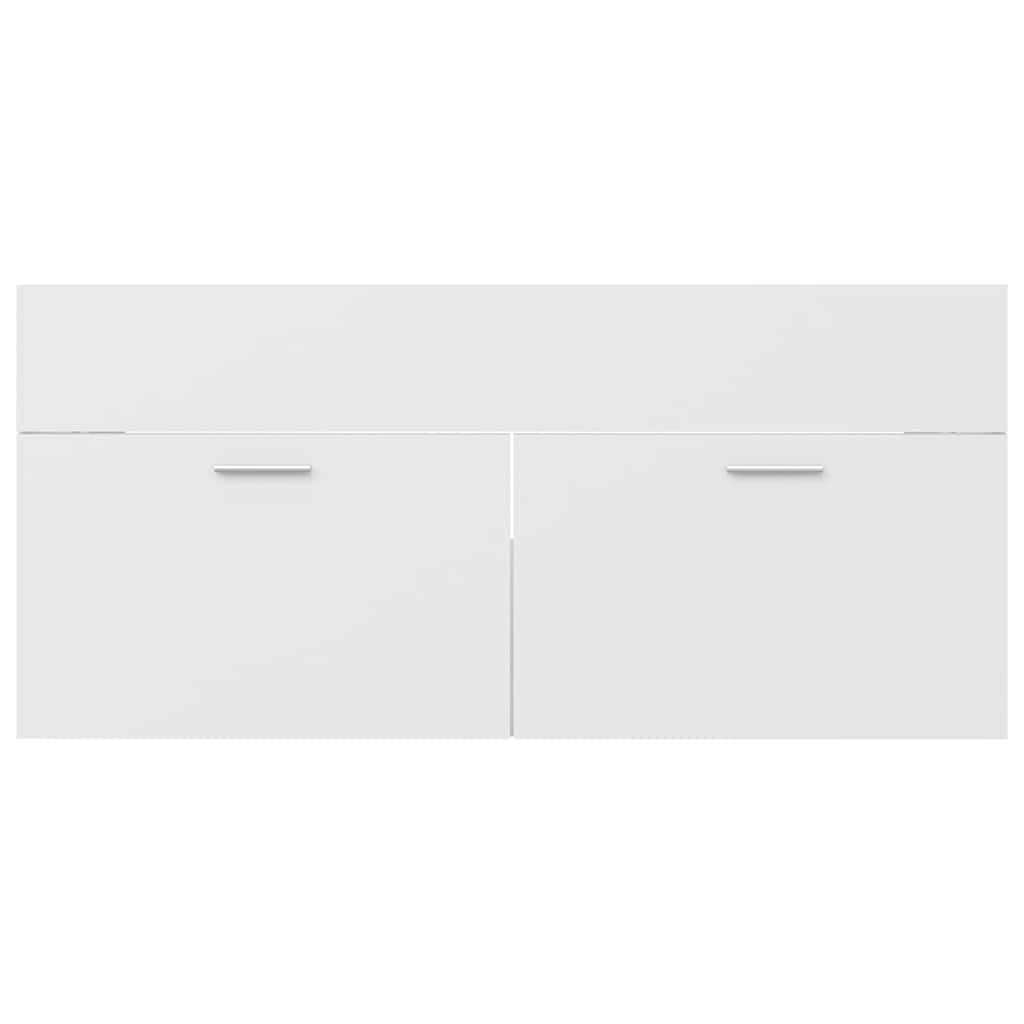Armoire d'évier avec lavabo intégré Blanc Aggloméré