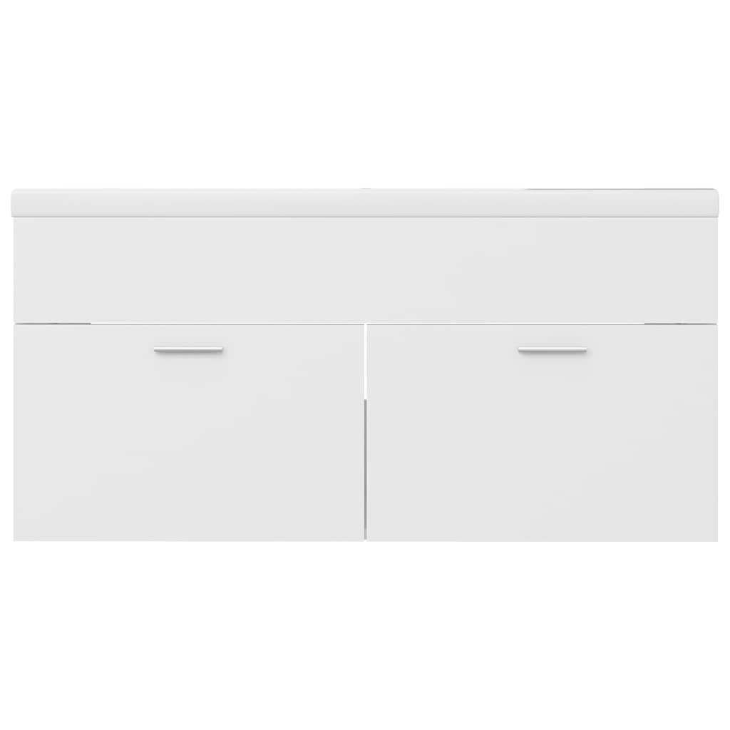 Armoire d'évier avec lavabo intégré Blanc Aggloméré